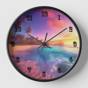 Farbenfroher Traumstrand Uhr