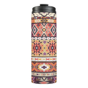 Farbenfroher tribaler Stil, lebendiges nahtloses M Thermosbecher