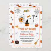 Farbenfroher Trick oder das Halloween-Party eines  Einladung (Vorne/Hinten)