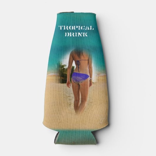Farbenfroher Tropical Beach - Bikini Girl, Flaschenkühler (Vorderseite)