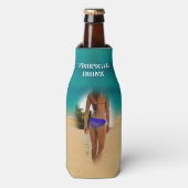 Farbenfroher Tropical Beach - Bikini Girl, Flaschenkühler (Flaschenvorderseite)