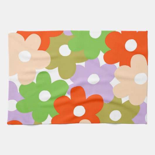 Farbenfroher tropischer Blumen Botanischer Frühlin Geschirrtuch (Horizontal)