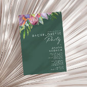 Farbenfroher tropischer, blumengrüner Junggeselinn Einladung