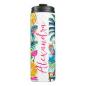 Farbenfroher tropischer Sommer-Individuelle Name Thermosbecher (Vorderseite)