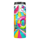 Farbenfroher tropischer Sommer-Individuelle Name Thermosbecher (Rückseite)