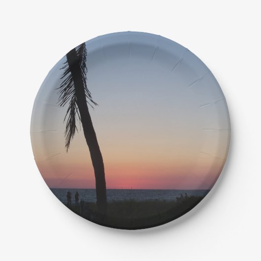 Farbenfroher tropischer Sonnenuntergang auf Papier Pappteller (Vorderseite)