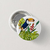 Farbenfroher Tukan Aquarell Tropenvogel Button (Vorne & Hinten)