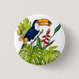 Farbenfroher Tukan Aquarell Tropenvogel Button