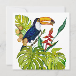 Farbenfroher Tukan Aquarell Tropenvogel Einladung