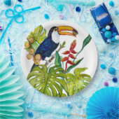 Farbenfroher Tukan Aquarell Tropenvogel Pappteller (Party)