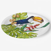Farbenfroher Tukan Aquarell Tropenvogel Pappteller (Schrägansicht)