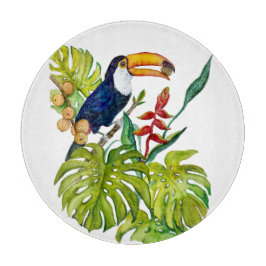 Farbenfroher Tukan Aquarell Tropenvogel Schneidebrett