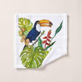 Farbenfroher Tukan Aquarell Tropenvogel Waschlappen