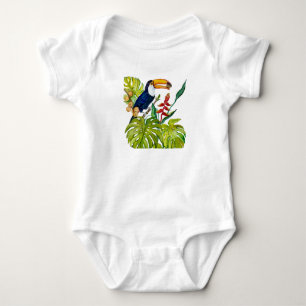 Farbenfroher Tukan Aquarell Tropischer Vogel Baby Strampler