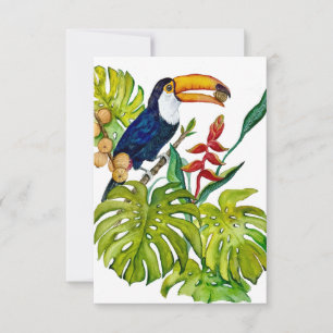 Farbenfroher Tukan Aquarell Tropischer Vogel Dankeskarte