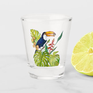 Farbenfroher Tukan Aquarell Tropischer Vogel Schnapsglas