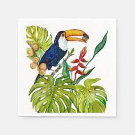 Farbenfroher Tukan Aquarell Tropischer Vogel Serviette