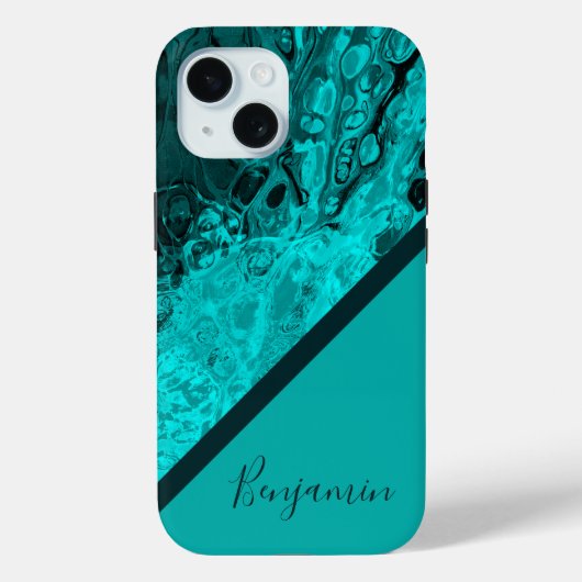 farbenfroher türkisfarbener cooler Marmor Case-Mate iPhone Hülle (Rückseite)