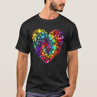 Farbenfroher Tye Dye Die Krawatte Herz Valentinsta T-Shirt