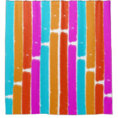 Farbenfroher und lebendiger gestreifter Duschvorha Duschvorhang (Vorderseite)