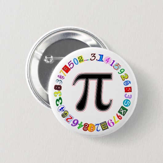 Farbenfroher und lustiger Zirkel der Pi berechnet Button (Vorne & Hinten)