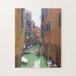 Farbenfroher Venedig-Kanal mit Gondel, Italien Puzzle