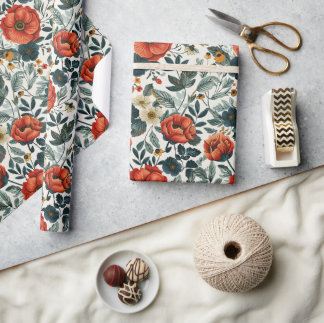 Farbenfroher Vintage-Blumenstil Geschenkpapier