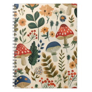 Farbenfroher Vintage-Botanischer Pilz Notizblock