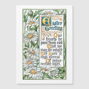 Farbenfroher Vintage-Ostergruß mit Gänseblümchen Magnetkarte