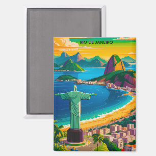 Farbenfroher Vintage Rio de Janeiro Cristo Redento Magnet