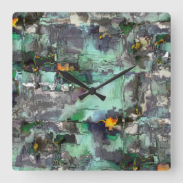 Farbenfroher virtueller Rock dominiert grau bis gr Quadratische Wanduhr