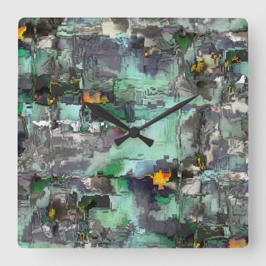 Farbenfroher virtueller Rock dominiert grau bis gr Quadratische Wanduhr (Vorderseite)