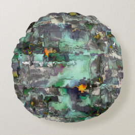 Farbenfroher virtueller Rock dominiert grau bis gr Rundes Kissen