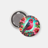 Farbenfroher Vogel auf dem Zweig Magnet (Vorderseite/Rückseite)