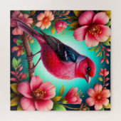 Farbenfroher Vogel auf dem Zweig Puzzle (Horizontal)