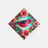 Farbenfroher Vogel auf dem Zweig Serviette (Ecke)