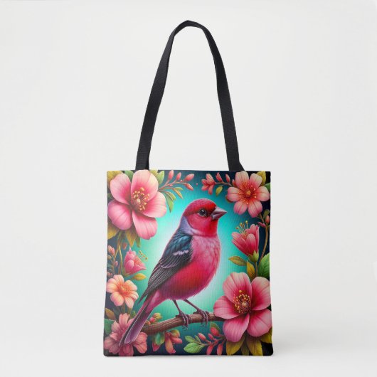 Farbenfroher Vogel auf dem Zweig Tasche (Vorderseite)