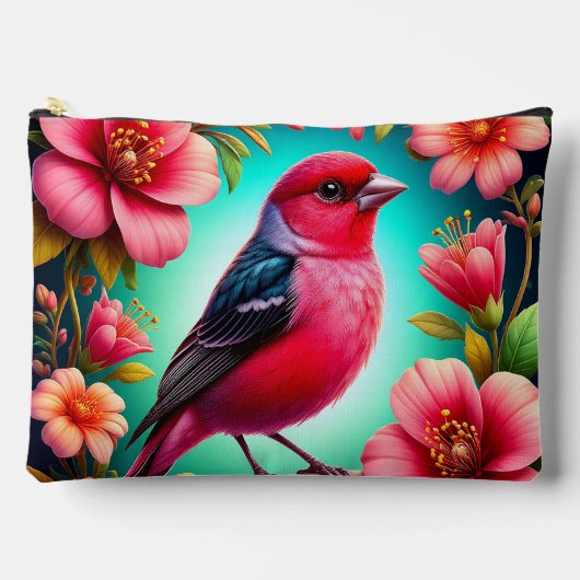 Farbenfroher Vogel auf dem Zweig Zubehörtasche (Vorderseite)