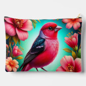 Farbenfroher Vogel auf dem Zweig Zubehörtasche (Rückseite)