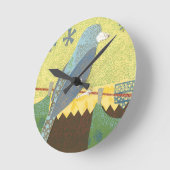 Farbenfroher Vogel auf einem Wirt Runde Wanduhr (Winkel)