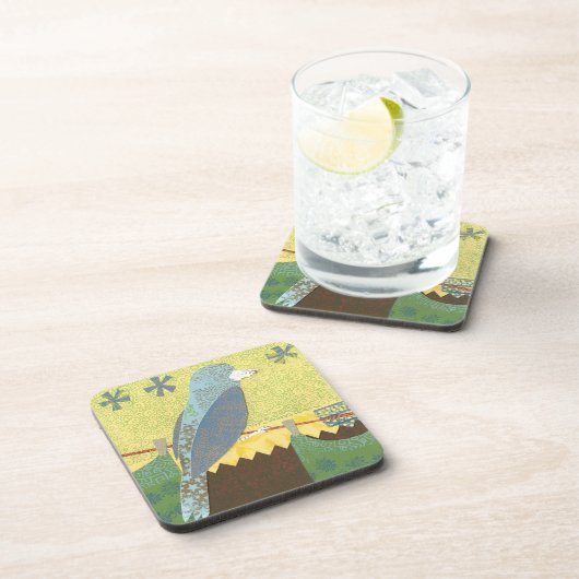 Farbenfroher Vogel auf einem Wirt Untersetzer (Rechte Seite)