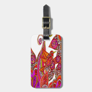 Farbenfroher Vogel des Paradieses, weißer Gepäckan Gepäckanhänger