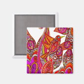 Farbenfroher Vogel des Paradieses Weißes Magnet (Vorderseite/Rückseite)