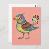 farbenfroher Vogel Postkarte (Vorne/Hinten)