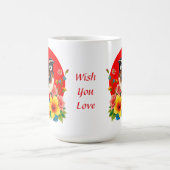 Farbenfroher Vogel unter Blume Kaffeetasse (Mittel)