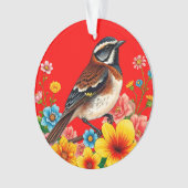 Farbenfroher Vogel unter Blume Ornament (Vorderseite)