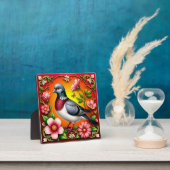 Farbenfroher Vogel unter lebhaften Blume Fotoplatte (InSitu)