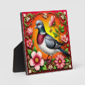 Farbenfroher Vogel unter lebhaften Blume Fotoplatte (Vorderseite)