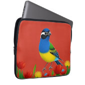 Farbenfroher Vogel unter lebhaften Blume Laptopschutzhülle (Vorne Rechts)
