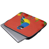 Farbenfroher Vogel unter lebhaften Blume Laptopschutzhülle (Vorne Knopf)